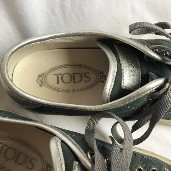 SOLD - Tods Blue & Silver Lace-Up Casual Shoes - Picture 3 of 8